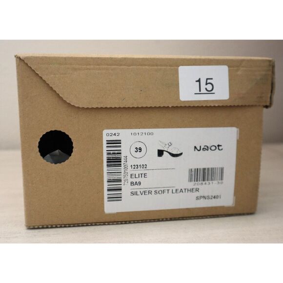 Naot 123102-BA9 Women Sz 39 US 8M Silver Soft Leather Elite Heeled Sandals - Picture 13 of 13